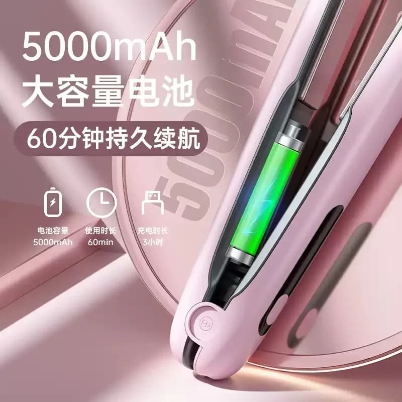 2-in-1 Cordless  Hair Curler Portable Battery-Powered Straightener for Travel for Short Thin Hair & Car Use