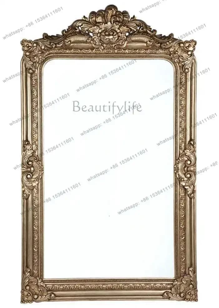 12European retro carved dressing mirror American bedroom home French living room large size fitting floor mirror