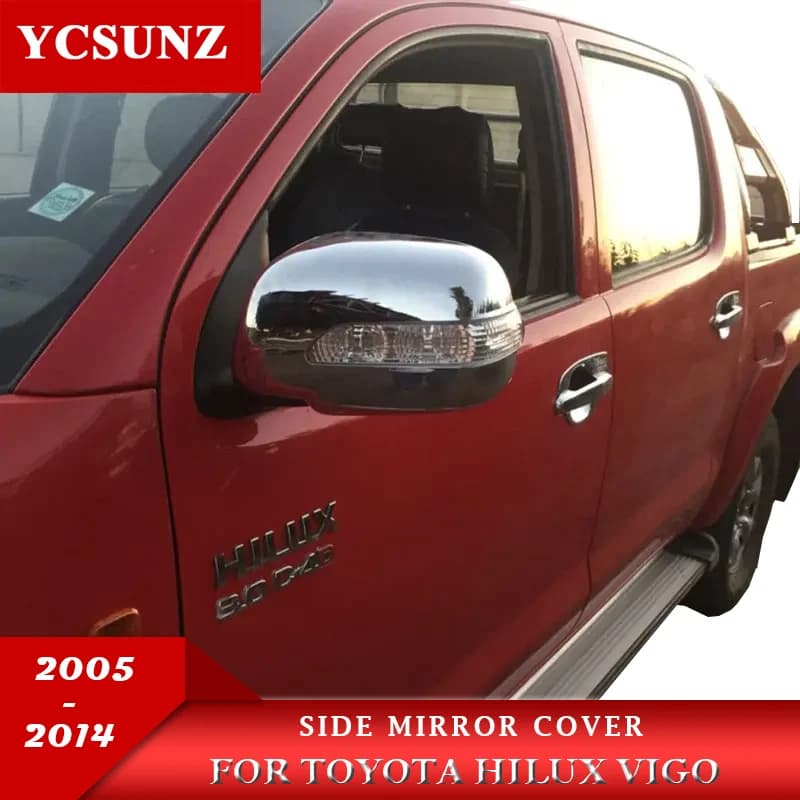Rearview Mirror Cover with LED Light For Toyota Hilux Vigo 2005 2006 2008 2010 2011 2012 2013 2014 Double Cabin Car Accessories