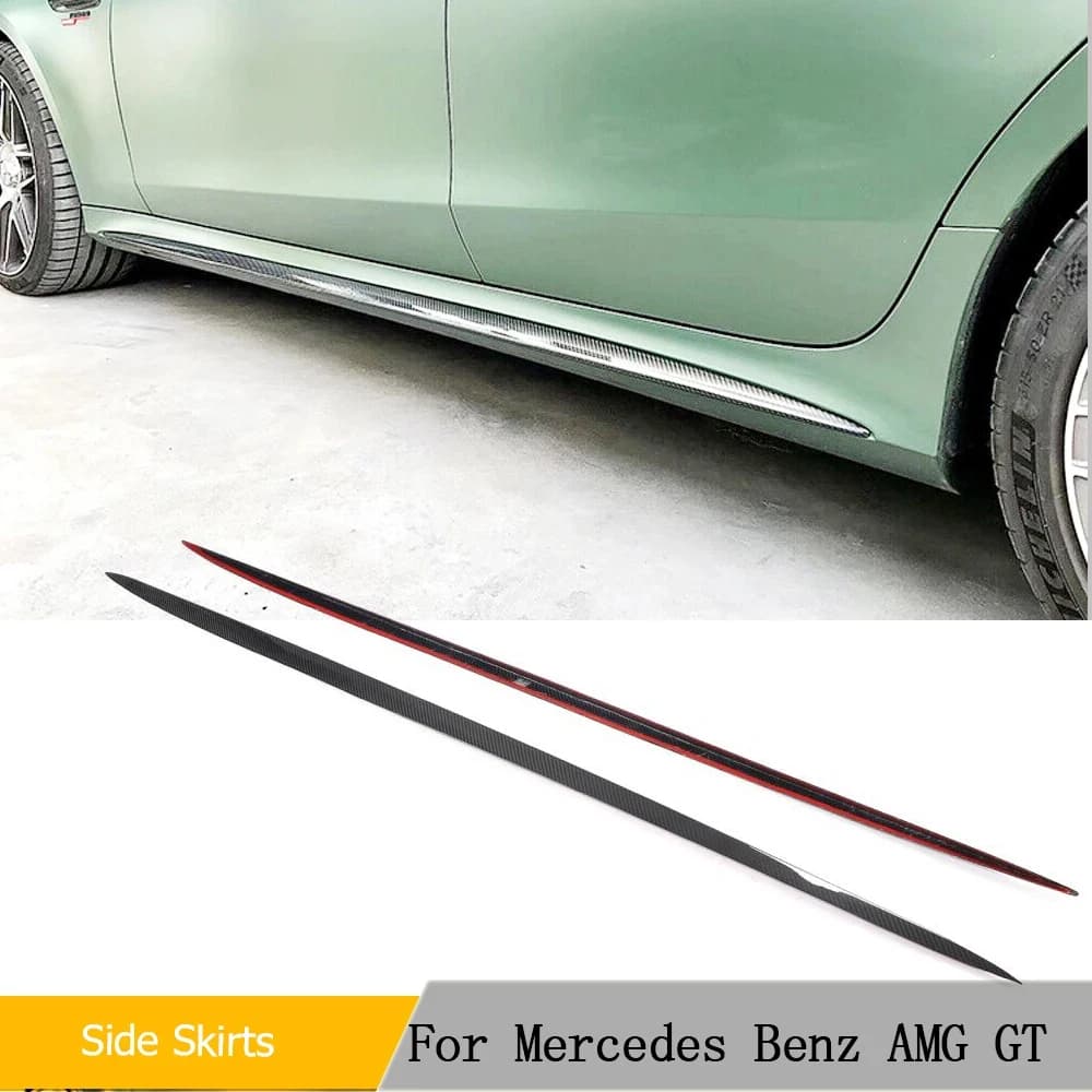 Dry Carbon Car Side Skirts Body Kit for Mercedes Benz X290 AMG GT 53 GT 43 4 Door 2015 - 2017 Add On Side Skirts Lip Extension