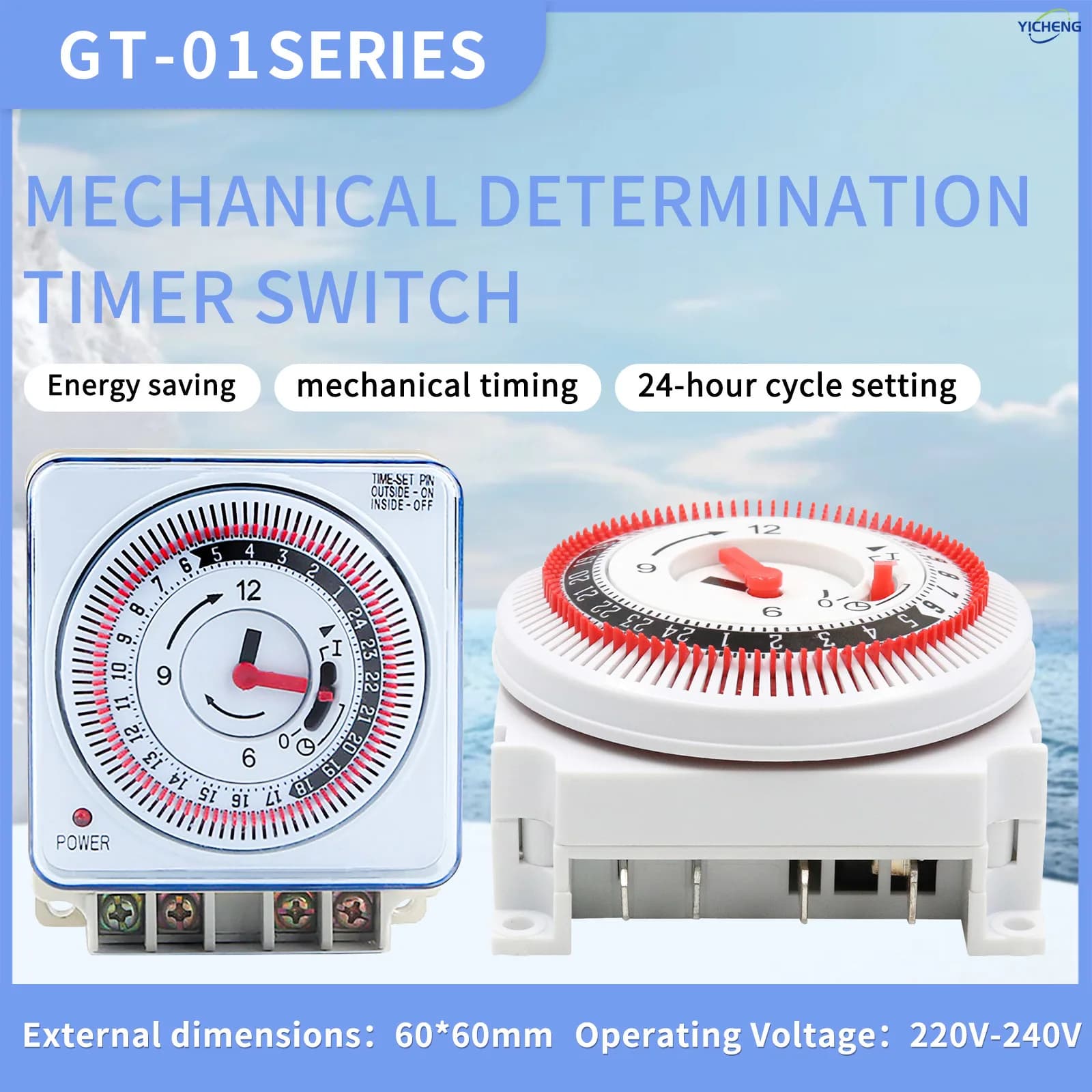 YICHENG Mini 24-Hour Timer with Manual Override, Grow Light, Hydroponics, Indoor Lighting, Home Appliances.