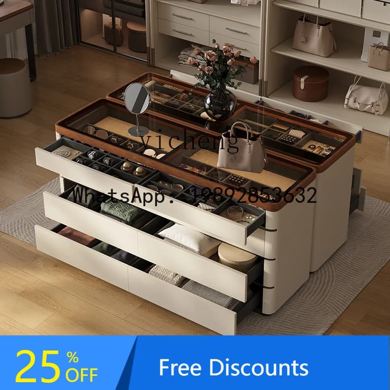 AA  cloakroom Nakajidai solid wood eight-bucket cabinet high-end jewelry  bedroom storage storage drawer cabinet