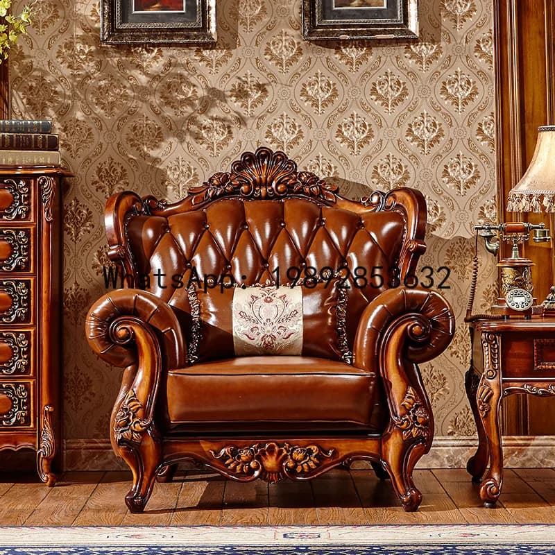 X-28  sofa - solid wood, genuine leather, premium leather sofa for living room and villa furniture