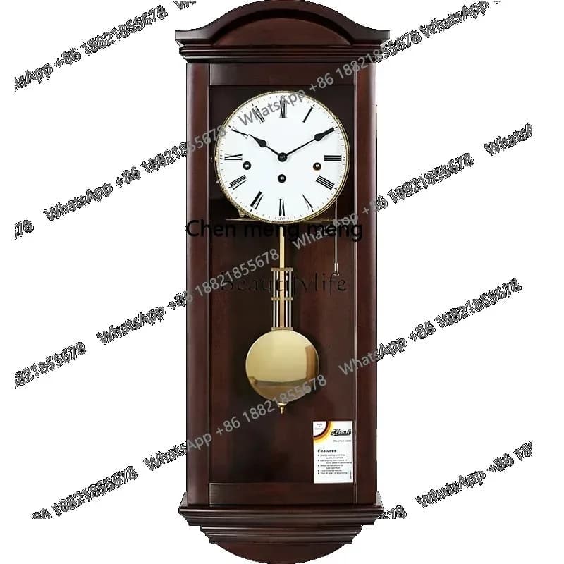 style European mechanical pendulum clock living room home retro nostalgic solid wood music wall clock ss 8617