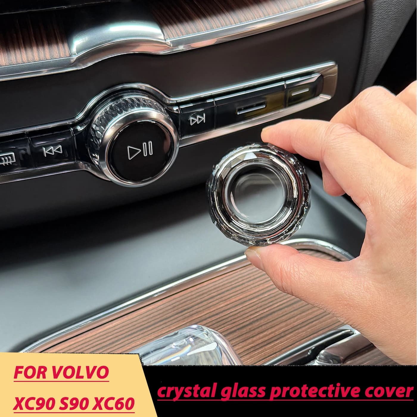 For Volvo XC60 S60 S90 XC90 start button, crystal glass protective cover, volume adjustment knob sticker