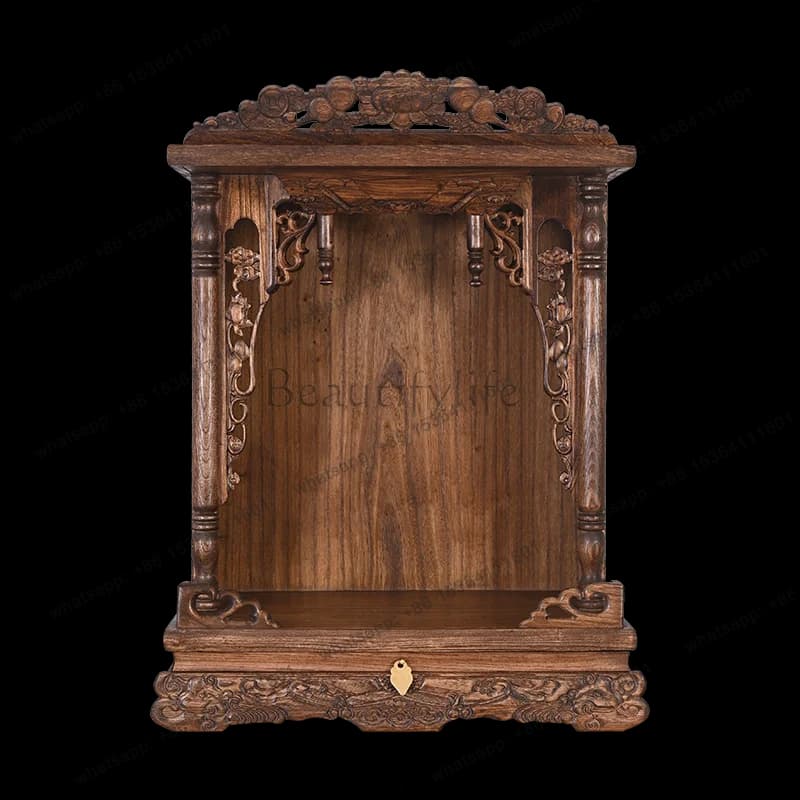 Buddhist niche Guanyin offering table wall-mounted hanging cabinet God of Wealth cabinet rack
