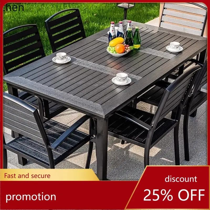 ZML Outdoor Aluminum Alloy Outdoor Courtyard Garden Dining Table Open-air Balcony casual Cafe Table and Chair Combination