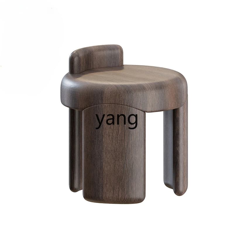 LTT New Chinese Style round Solid Wood Home Shoes Living Room Home B & B Club Silent Style round Stool