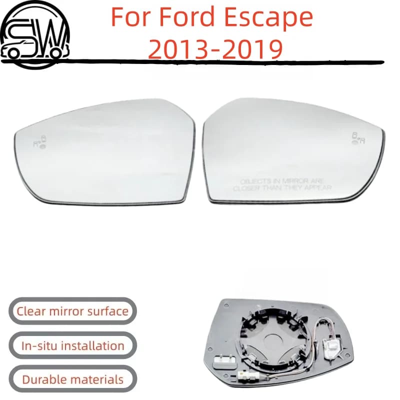 For Ford Escape 2013-2019 models rearview mirror, lane departure assistance mirror, heating function, blind spot mirror glass.
