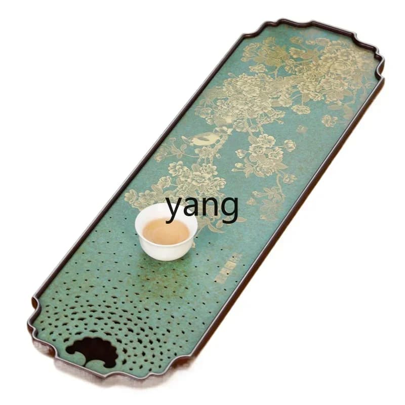 LH high-grade copper tea tray, bakelite drain tea table, embedded tea tray, solid wood household