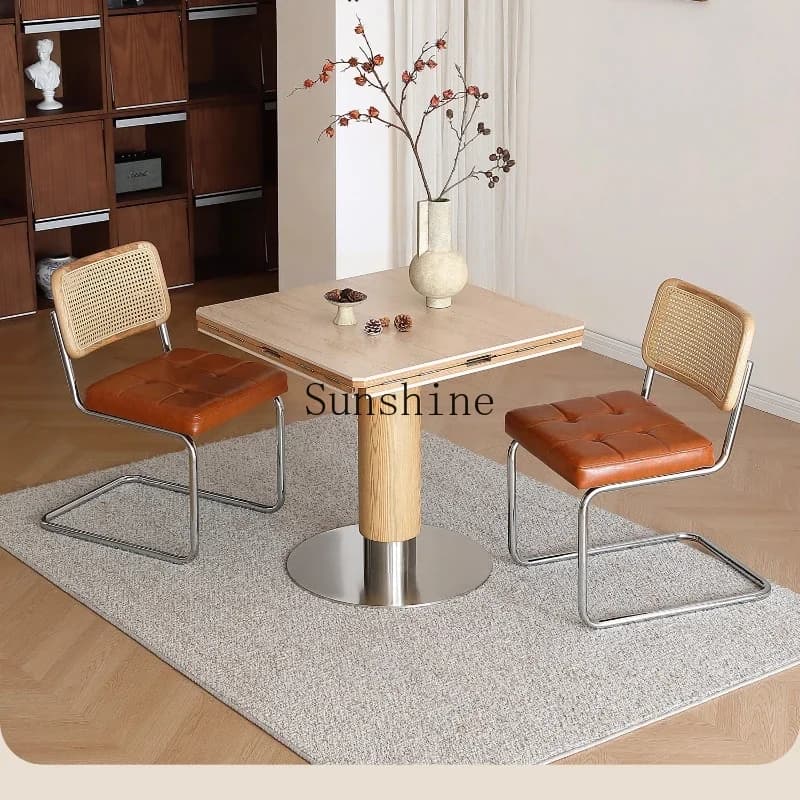 TT square variable round travertine rock slab small apartment log wind household retractable dining table