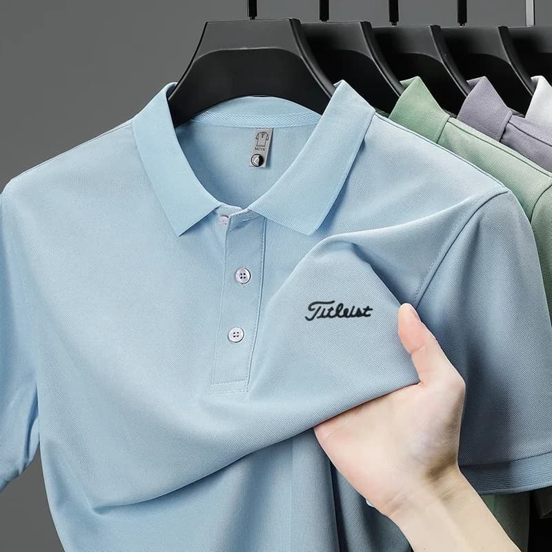 Designer High Quality Men's Brand Polo Shirt, Lapel Letter Print Breathable Short Sleeve T-shirt, Business Casual Menswear