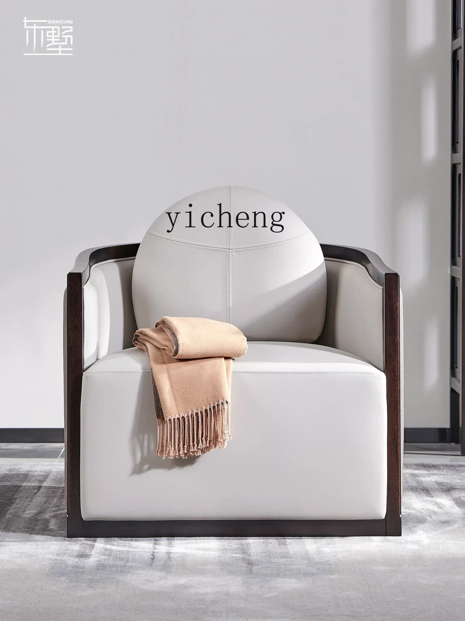 l2 New Chinese Single Sofa Chair Master Chair Ebony Furniture Full Solid Wood Leather Leisure Chair