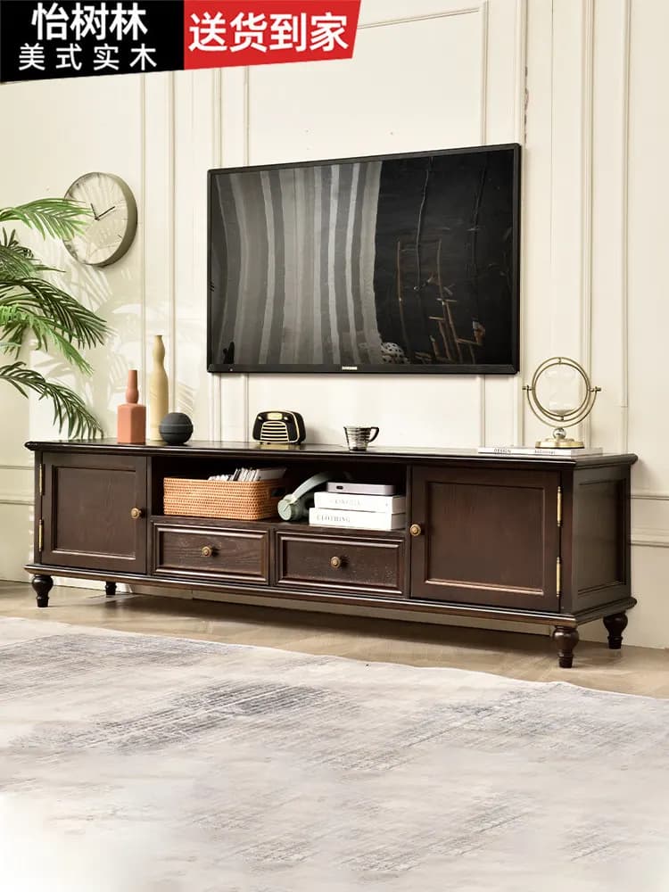 CX solid wood coffee table TV cabinet combination retro, living room locker