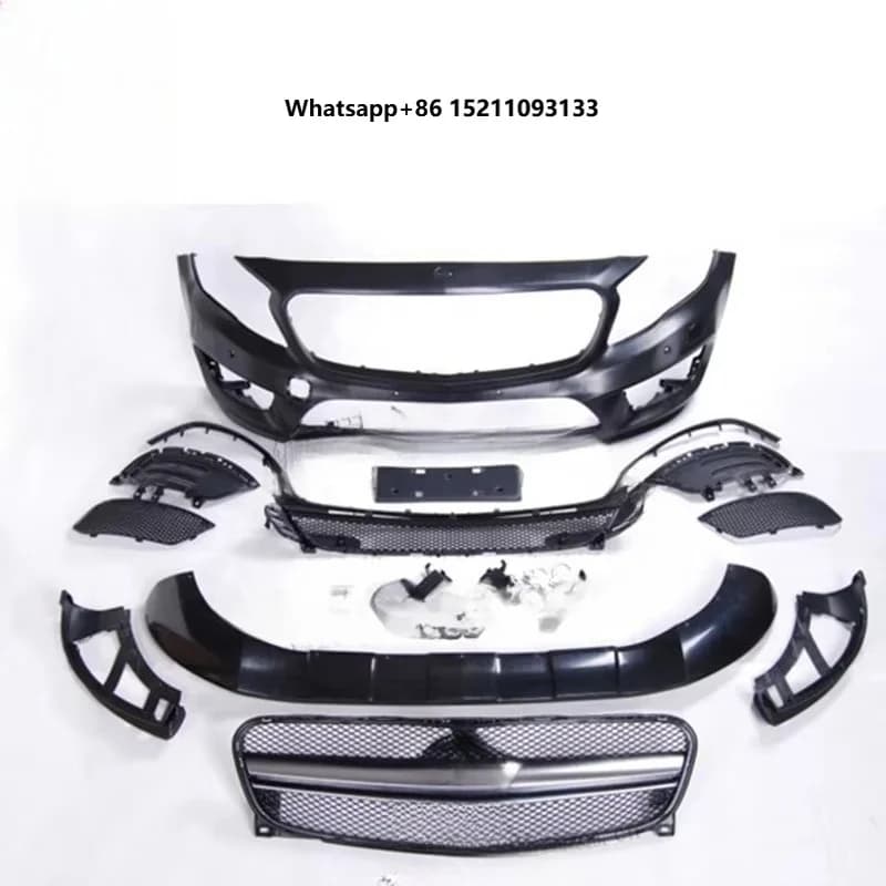 2015 Year up  PP Material Car Body Parts Rear Bumper Front Bumper Grille for GLA Class X156 to GLA45 Style Body Kit