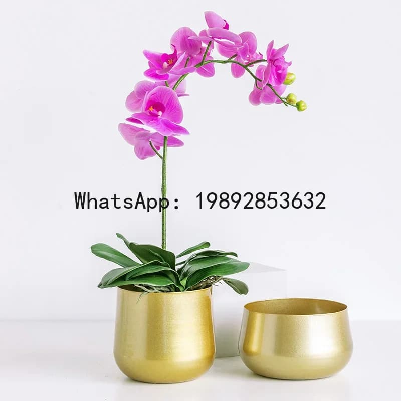BJ   Creative Iron Art Vase Container Round Bowl Metal Flower Pot Home Decor Flower Holder Desktop Ornament