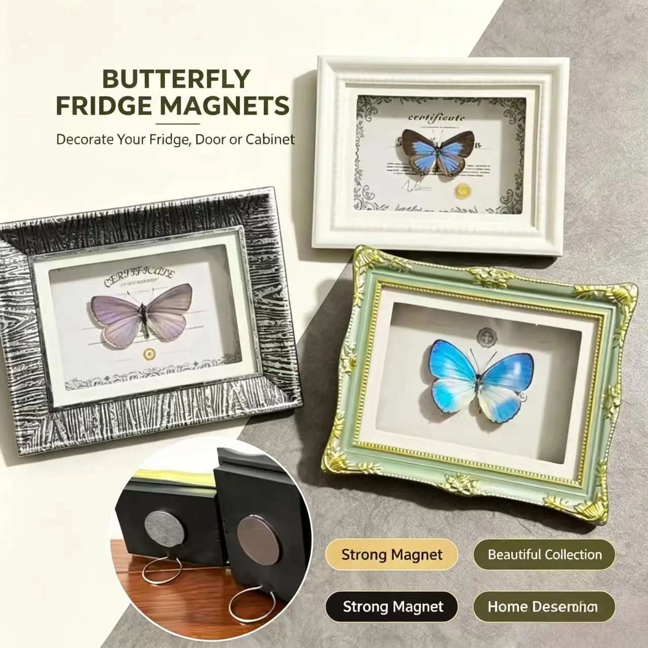 Real Natural Fridge Magnet Photo Frame Home Decor Ornament Birthday Festival Souvenir