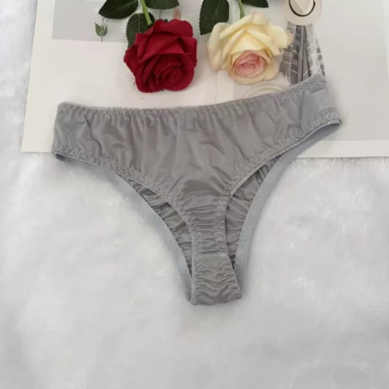Men's Smooth Low Waist Solid Color Sexy Silky Touch Satin Thong Men's Daily Wear Comfortable P[arty G-string Underwear