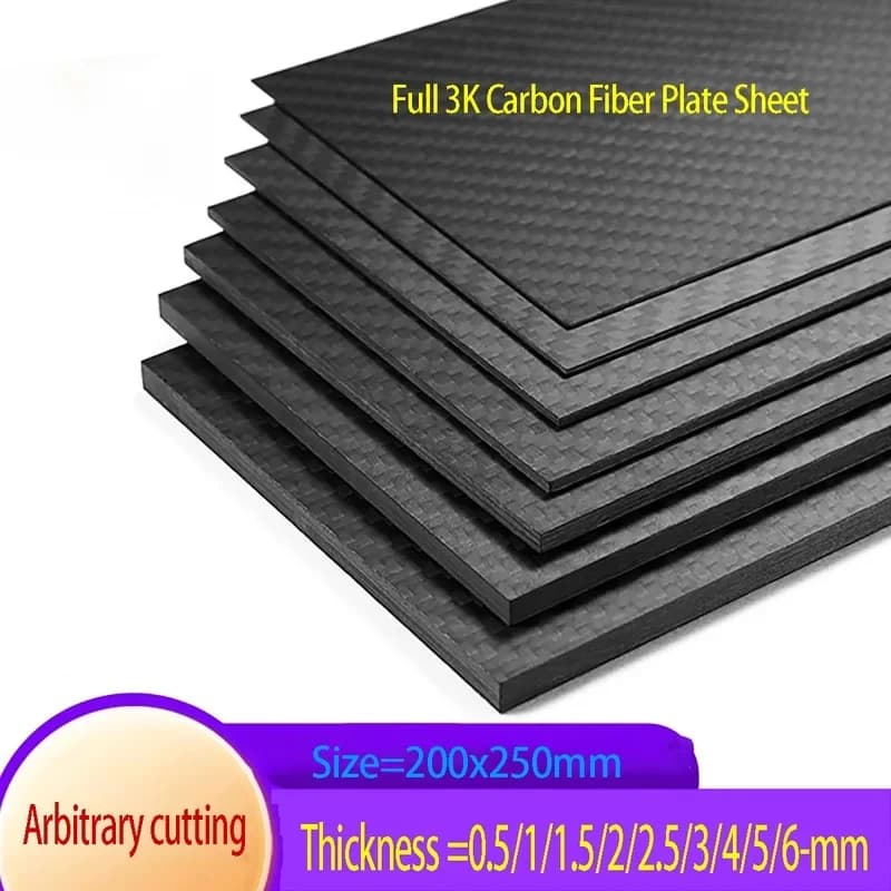1PCS 200x250mm 3K Carbon Fiber Board High Hardness 100% Pure Carbon Panel 0.5-6mm Thick