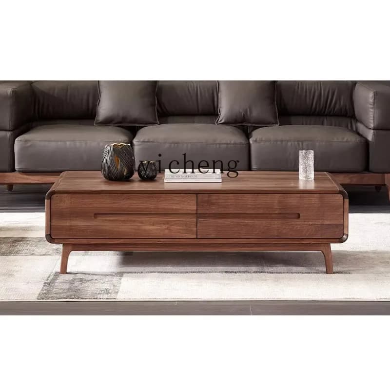 YFY  North American black walnut coffee table small apartment Nordic simple pure solid wood coffee table household living