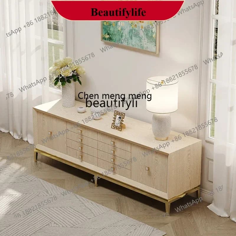 D178   American light luxury TV cabinet modern simple living room new high-end solid wood floor cabinet