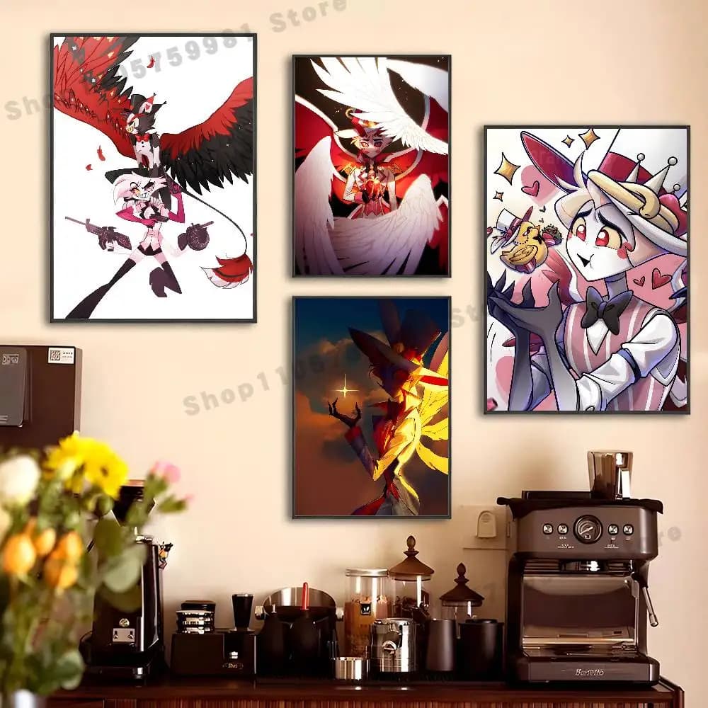 Anime Lucifer Morningstar Poster Sticker Classic Art Painting for Home Bedroom Cafe Office Wall Decor