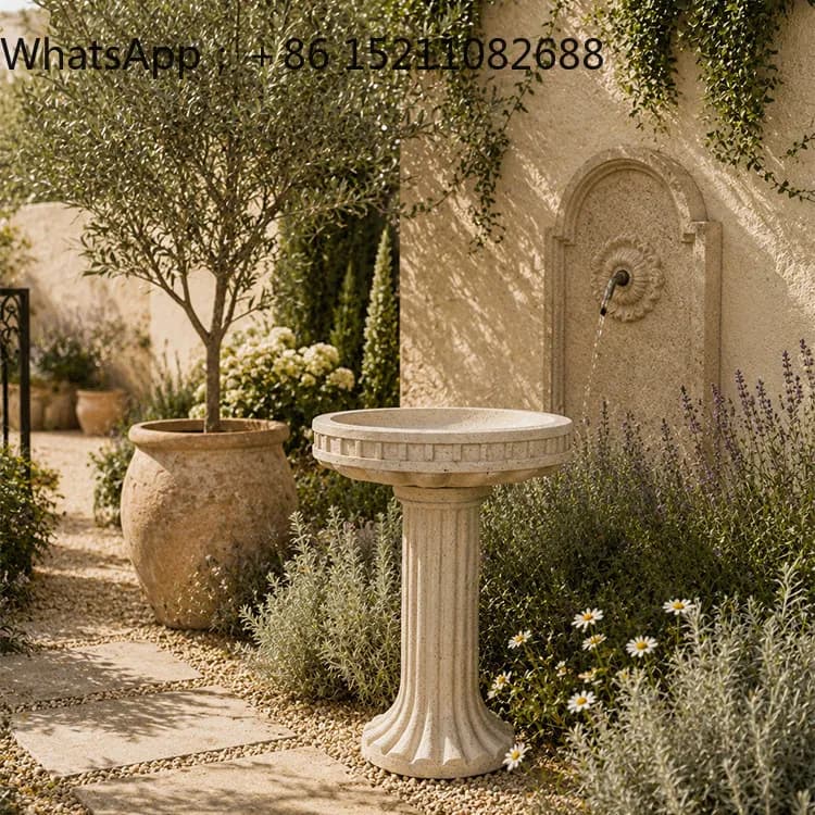 LLY Garden Round Bird Feeding Basin Outdoor Garden Landscape Decoration Ornament Bird Feeder Outdoor Sculpture
