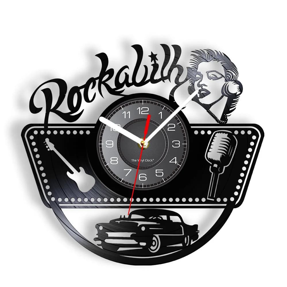 Vintage Classic Hot Rod Rockabilly Vinyl Record Wall Clock Retro Country Music Music Album Laser Cut Longplay Craft Disk Clcok