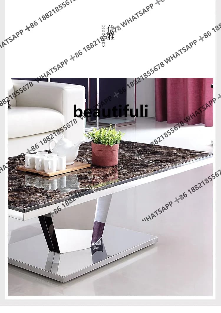 stainless steel rectangular marble coffee table living room office senior designer