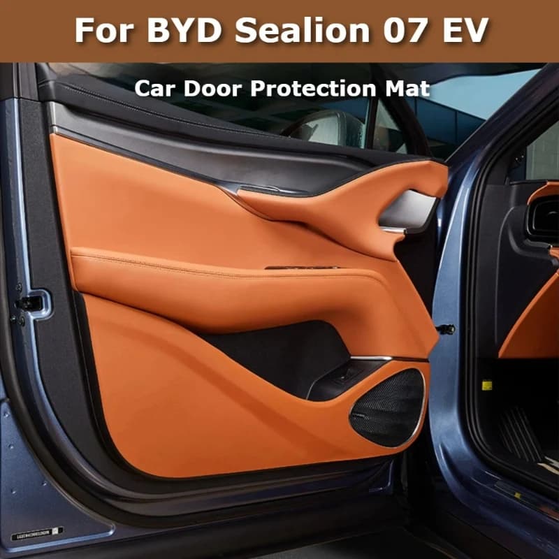 For BYD Sealion 07 EV 2024-2026 Leather Door Anti-Kick Pad Car Door Protection Mat Anti-Scratch Scuff Guard Interior Accessorie