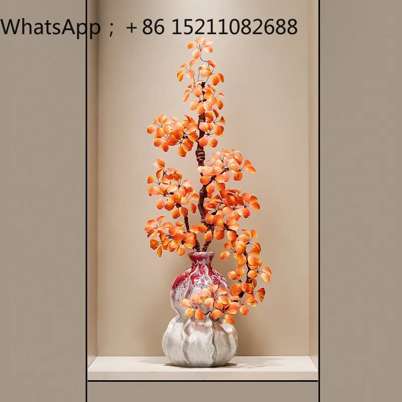 SCY entrance entrance lucky gourd vase ornament living room light luxury simulated flower arrangement ornament