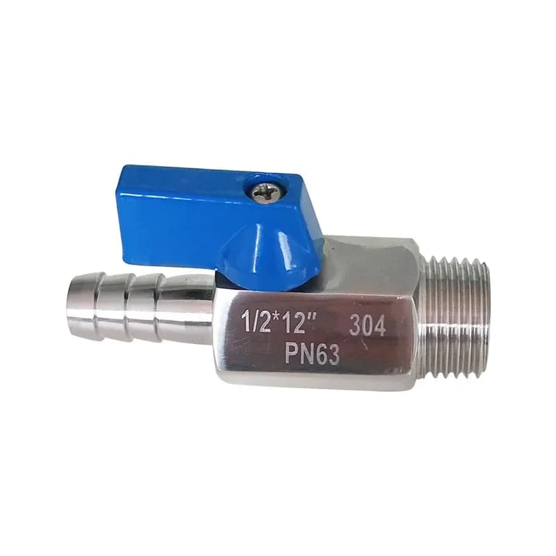 1/8" 1/4" 3/8" 1/2" BSP Male 8 10 12mm Hose Barb Mini Sanitary Ball Valve Homebrew SUS 304 Stainless Steel Blue Hanlde