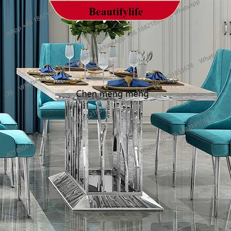 G153 Italian rock slab dining table and chair combination rectangular simple post-modern  light luxury living room table househo