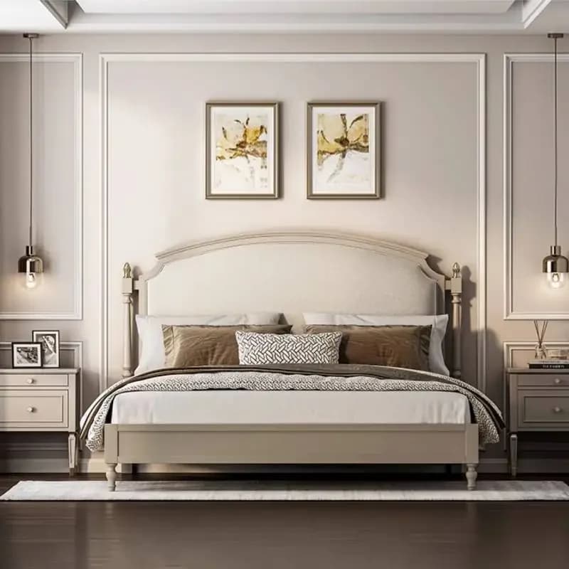 Europen Waterproof Double Bed Bedroom Designer Wooden Luxury Double Bed Headboards Platform Cama Matrimonial Home Furniture