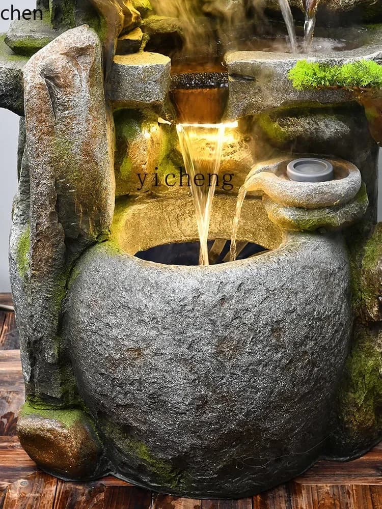 a1 Chinese Zen Waterscape Artificial Mountain and Fountain Living Room Landscape Furnishing Articles Floor Decoration