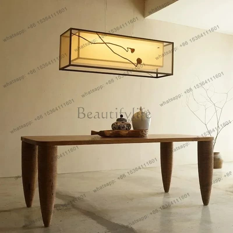 FG Wooden Centerpiece Dining Table Unique Floor Italian Rectangular Coffee Dining Table Room Center Big Mesas De Comedor Furnitu