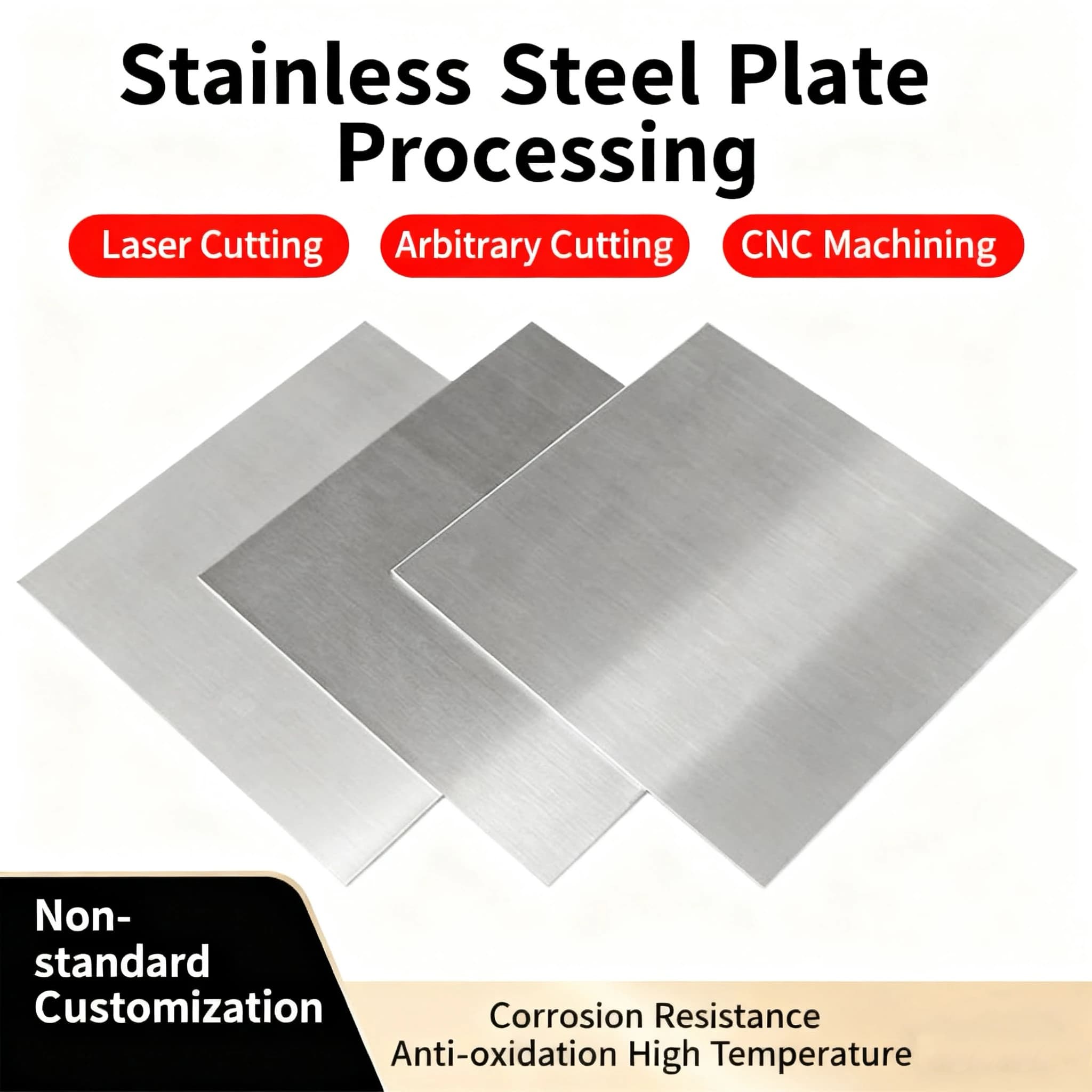304 Stainless Steel Square Plate Polished Plate Sheet Thickness 2.5/3/5/6/8/10/20/30/50/60/70mm Can Be Customized to Any Size