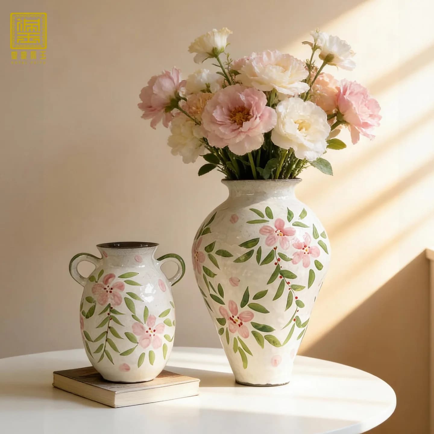 HYS ceramic vase flower arrangement, living room desktop decoration ornament, home entrance TV cabinet vase decoration