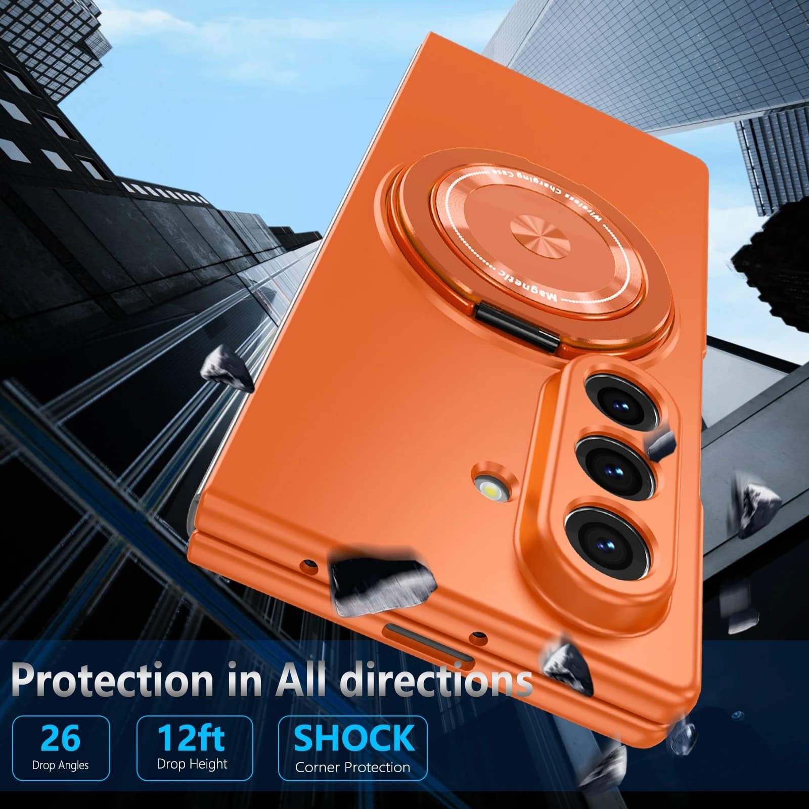 For Samsung Galaxy Z Fold 7 6 5 8 Case Protective Metal Feel 360 Rotation Holder Mobile Phone Back Cover