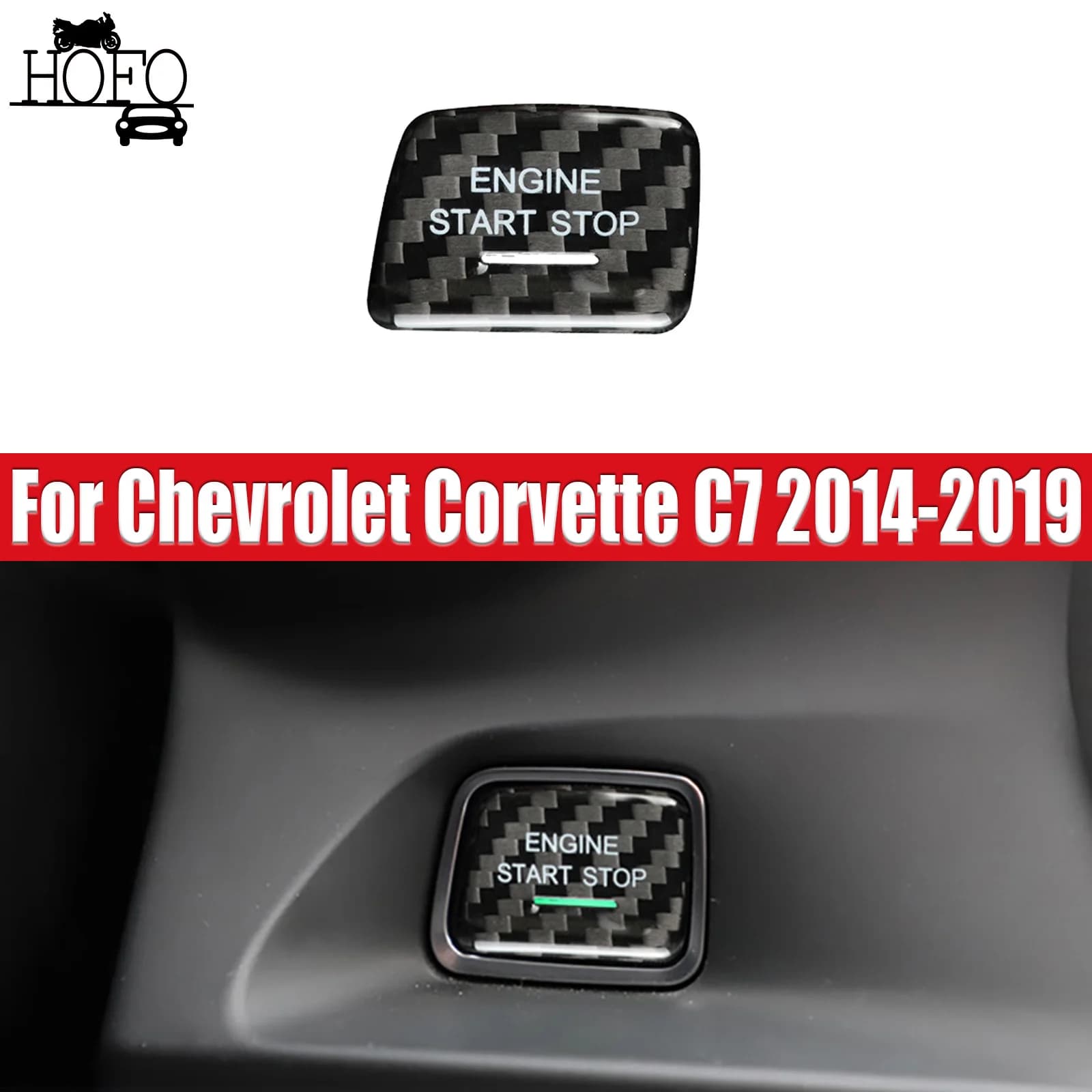 Engine Start Stop Push Button Trim Decorative Cover Real Carbon Fiber For Chevrolet Corvette C7 2014-2019