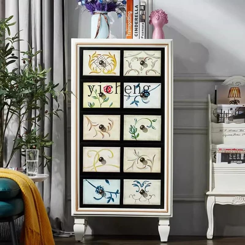 American chest of drawers, bedroom storage, living room, small side cabinet, solid wood storage, white drawer cabinet, simple