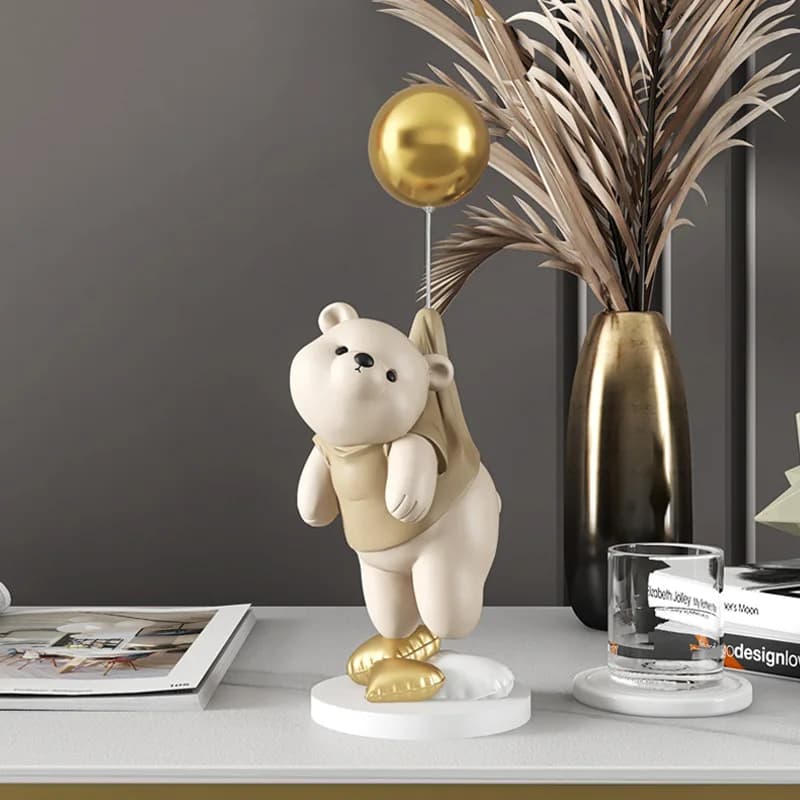 40cm Balloon Bear Statue, Decoration Home Room Table Statue Accessories Hotel Office Desk Sculpture Decoration Birthday Gift