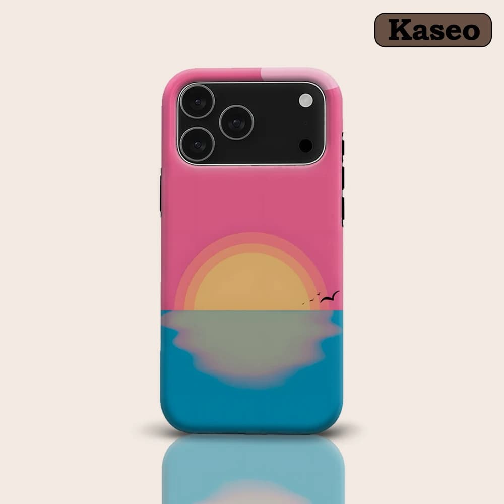 KASEO Matte Bumper for Magsafe Case for IPhone 17 16 15 14 Plus 13 Pro Max Shockproof Hard PC Pink Horizon Cover