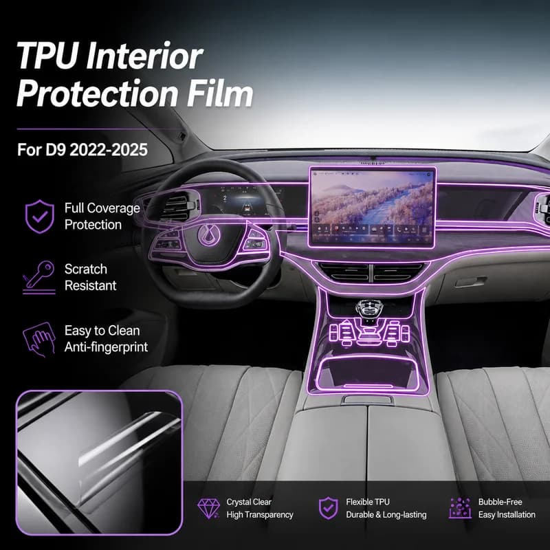 For D9 2022-2025 Center Console Screen Shift Interior Car Sticker Modification TPU Protective Film Accessories