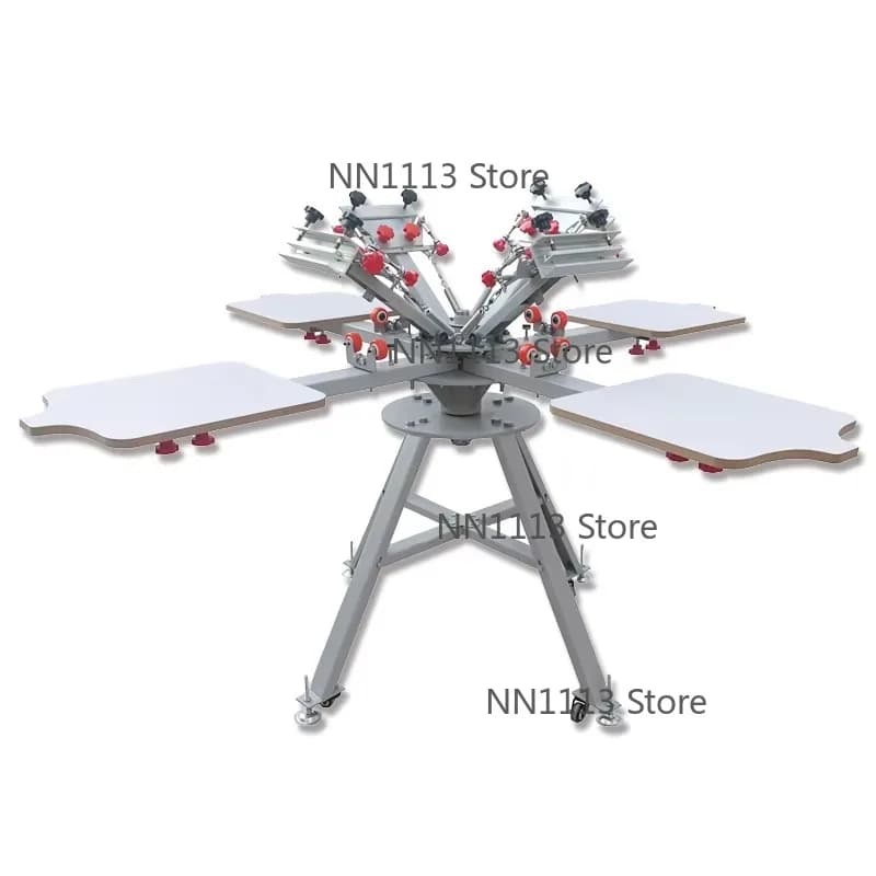 Factory Manual Silk Screen Printing Machine with Micro-adjust 4-color 4-station for T-shirt Clothing