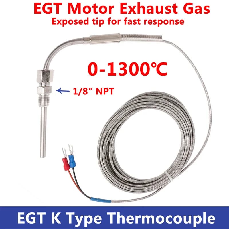 Stainless Steel EGT Temperature Sensors 0~1300°C Thermocouple K Type For Motor Exhaust Gas Temp Probe 1m~10m