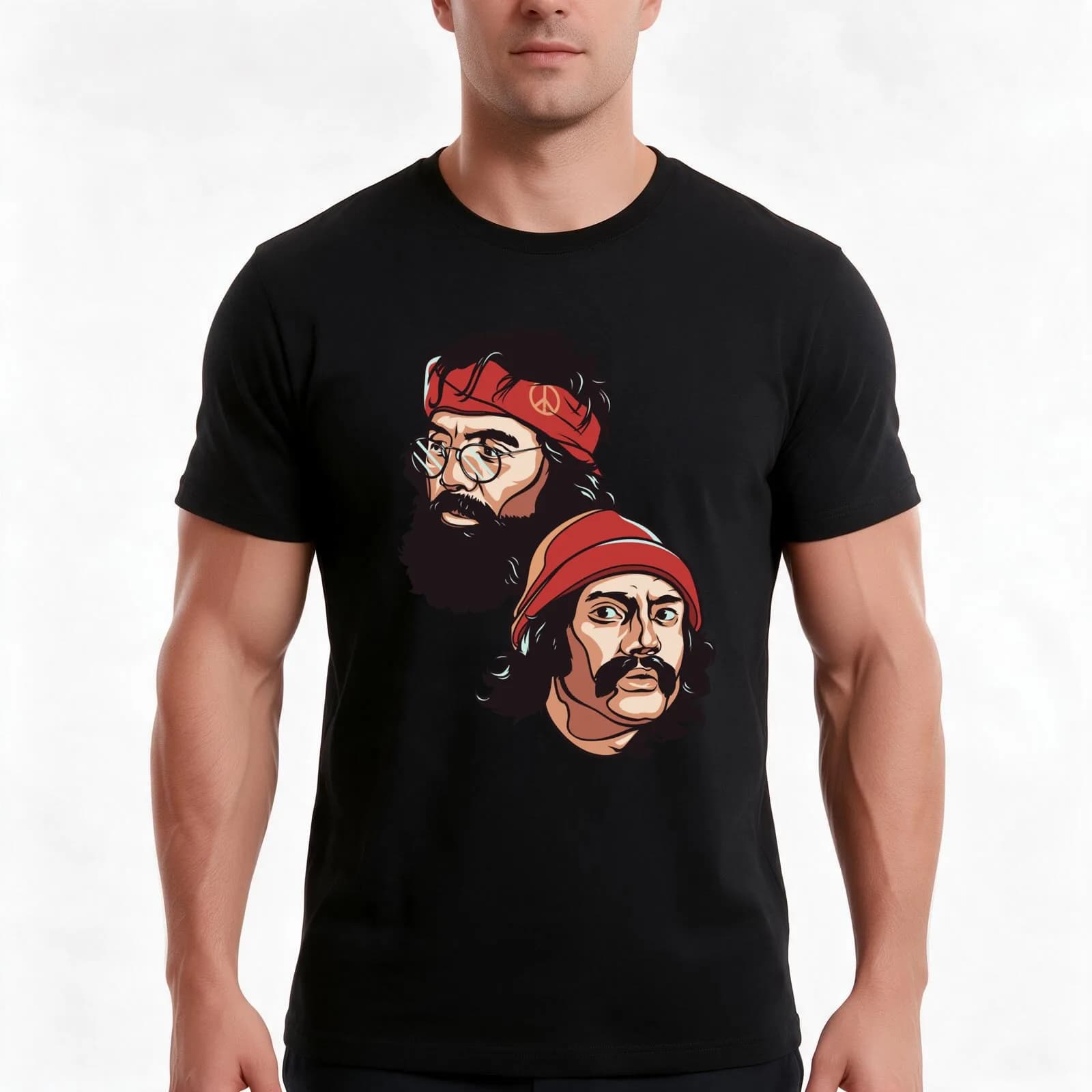 Proud Cheech And Chong Cool Gift T-Shirt, Summer Casual Cotton Tee, Oversized Streetwear Tops, Vintage Graphic Print