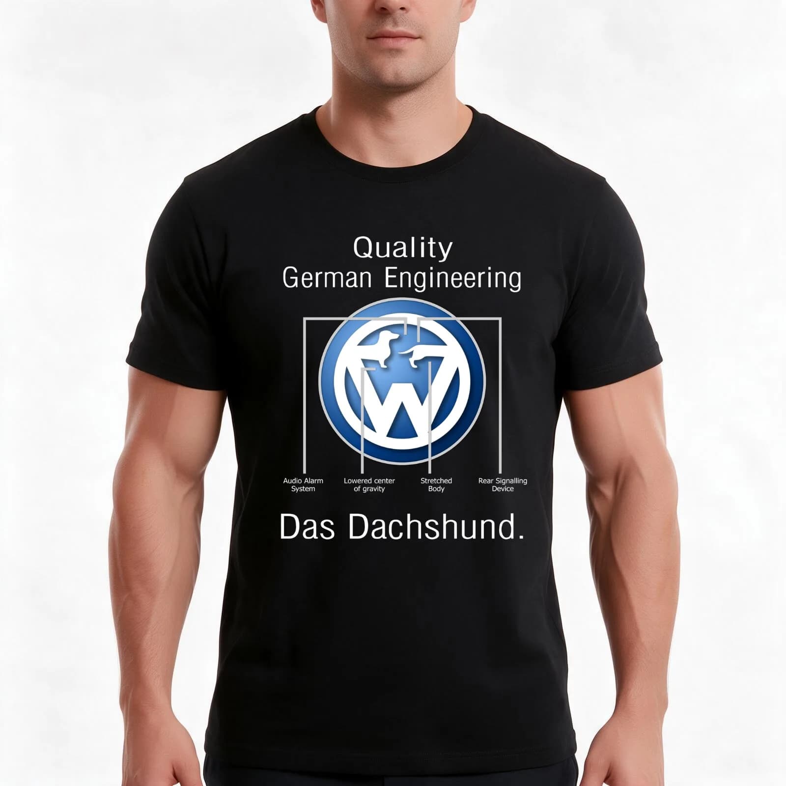 Quality German Engineering Das Dachshund - Doxie T-Shirt, Summer Casual Cotton Tee, Oversized Streetwear Tops, Unisex Men Women