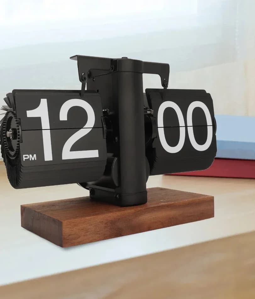 Digital Flip Down Clock Retro Automatic Turning Battery Operated Mechanical Clock for Home Room Office Decoration