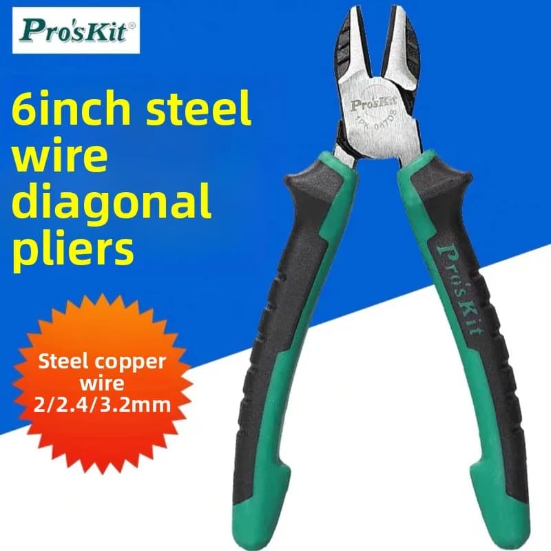 Pro'skit 1PK - 067DS Industrial - Grade Diagonal Pliers Bicolor Titanium - Gold Electronic Pliers Perfect for Electricians